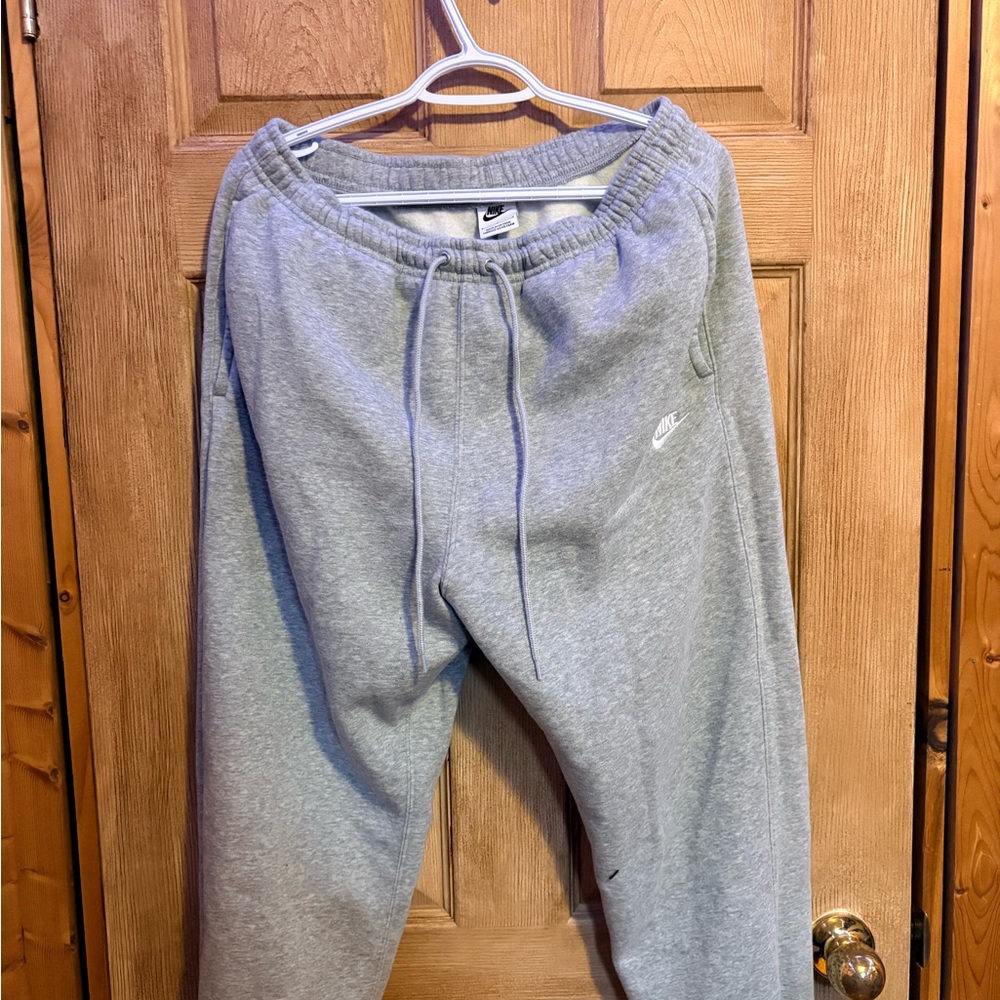 Nike Gray Men's Drawstring Sweatpants with White Swoosh